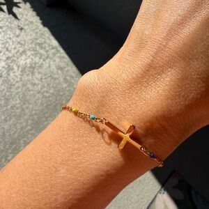 Gold Cross Bracelet Multicolor with message card